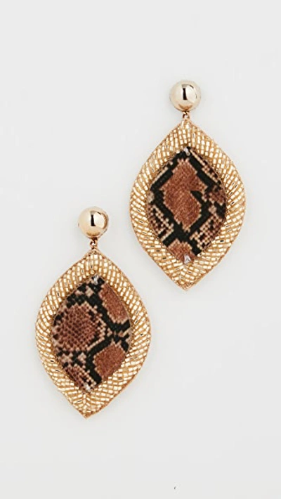 Shop Deepa Gurnani Roxie Earrings In Snakeskin/gold
