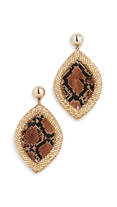 Shop Deepa Gurnani Roxie Earrings In Snakeskin/gold