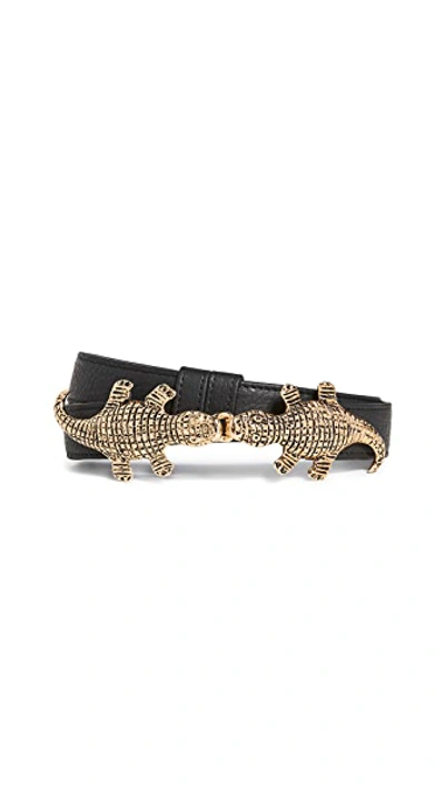 Shop B-low The Belt Gator Belt In Black/gold