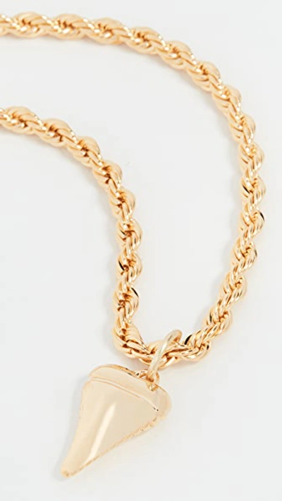 Shop Venessa Arizaga Shark Night Necklace In Gold/brass