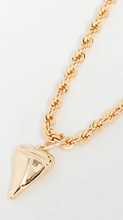 Shop Venessa Arizaga Shark Night Necklace In Gold/brass