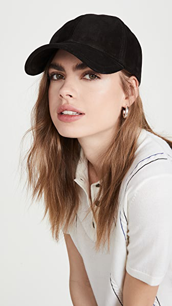 black suede baseball cap