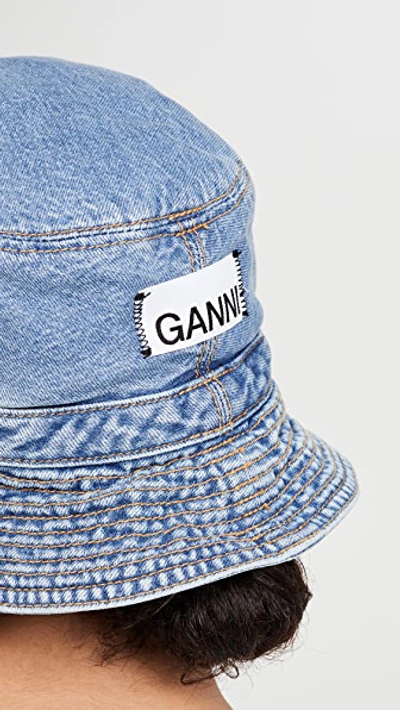 Shop Ganni Washed Denim Hat In Washed Indigo