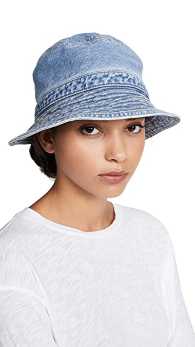 Shop Ganni Washed Denim Hat In Washed Indigo