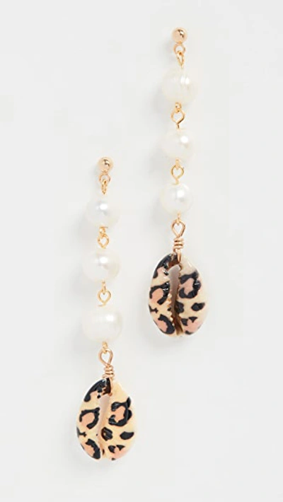 Shop Venessa Arizaga Moonlight Beach Earrings In Leopard