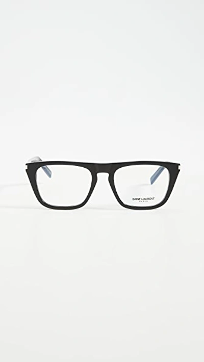 Shop Saint Laurent Sl343 Glasses In Black/black/transparent