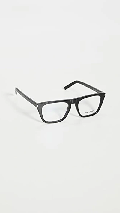 Shop Saint Laurent Sl343 Glasses In Black/black/transparent