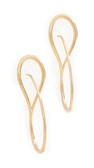 Shop Charlotte Chesnais Needle Hoop Earrings In Yellow Vermeil