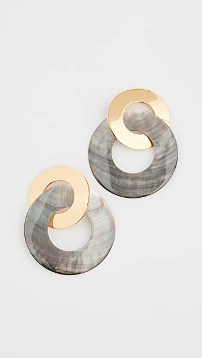 Shop Lizzie Fortunato Solstice Earrings In Black/mother Of Pearl