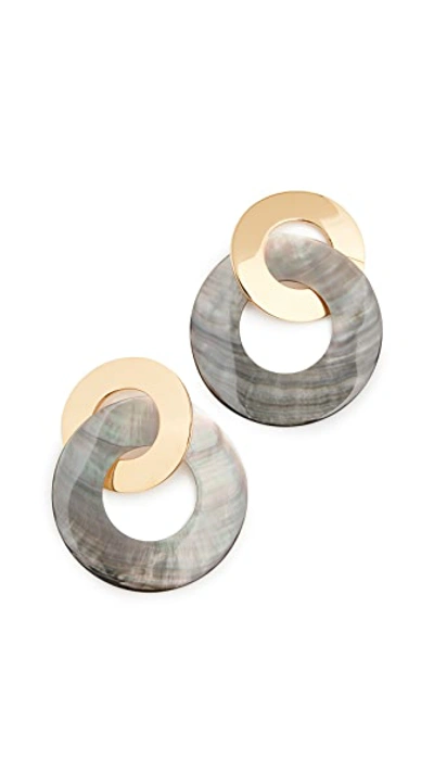 Shop Lizzie Fortunato Solstice Earrings In Black/mother Of Pearl