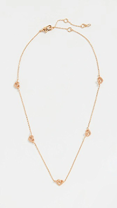 Shop Kate Spade Loves Me Knot Pave Necklace In Clear/gold