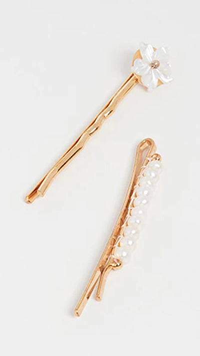 Shop Chan Luu Taupe Pearl Mix Bobby Pin Set In White Pearl Mix