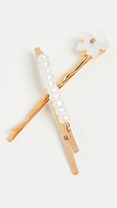 Shop Chan Luu Taupe Pearl Mix Bobby Pin Set In White Pearl Mix