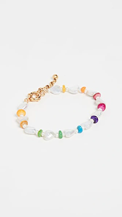 Shop Brinker & Eliza Stop And Stare Anklet In Pearl/multi