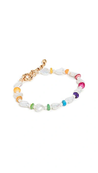 Shop Brinker & Eliza Stop And Stare Anklet In Pearl/multi