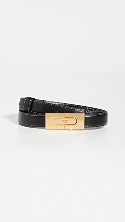 Shop Tory Burch Lee Radziwill Lock Belt In Black