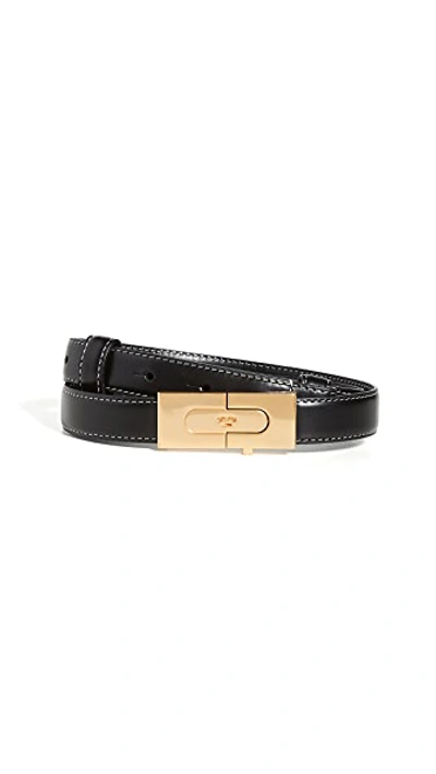 Shop Tory Burch Lee Radziwill Lock Belt In Black