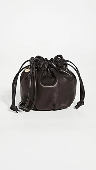 Clare V Emma Leather Drawstring Bag In Black