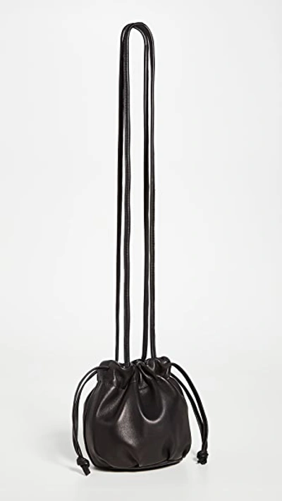 Clare V Emma Leather Drawstring Bag In Black