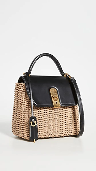 Shop Ferragamo Boxyz Weaving In Naturale