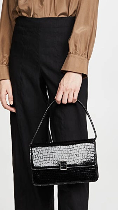 Katalina Small Embossed Leather Shoulder Bag In Black