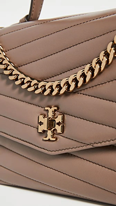 Shop Tory Burch Kira Chevron Small Top-handle Satchel In Classic Taupe