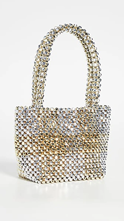 Shop Loeffler Randall Mini Beaded Tote In Silver/gold