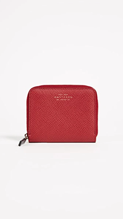 Shop Smythson Panama Zip Coin Purse In Red