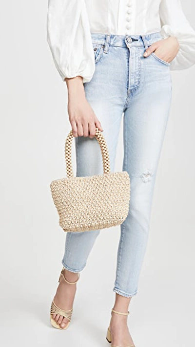 Shop Loeffler Randall Mina Beaded Mini Tote Bag In Putty