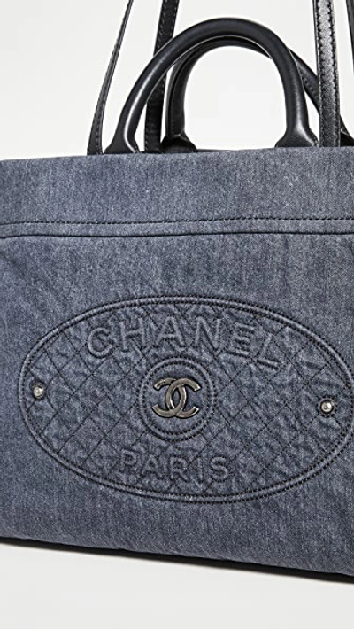 Pre-owned Chanel Black Denim Tote Bag