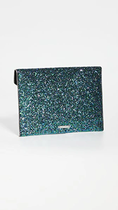 Shop Rebecca Minkoff Glitter Leo Clutch In Mermaid