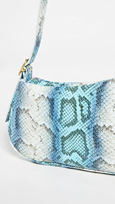 Shop Georgia Jay Zaha Baguette Bag In Blue Snake