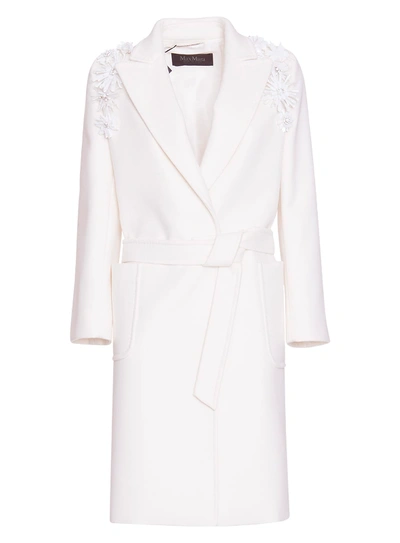Shop Max Mara Tempra Wool And Cashmere Coat In Bianco