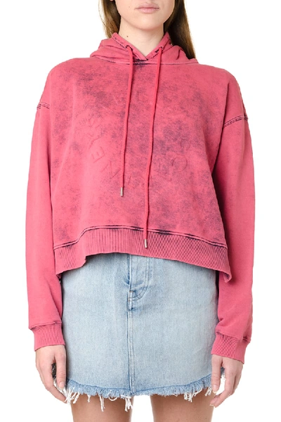 Shop Stella Mccartney Cropped Pink Acid Wash Hoodie In Pink Wash