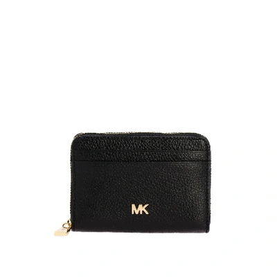 Shop Michael Michael Kors Wallet Mott Mini  Wallet In Leather With Metallic Logo In Black