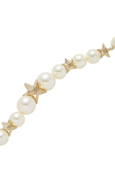 Pre-owned Chanel Faux Pearl & Gold Star Choker In White