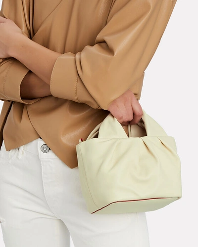 Shop Staud Mini Lera Folded Leather Bag In White