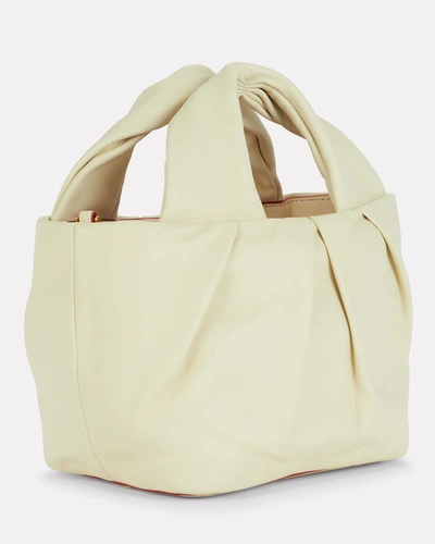 Shop Staud Mini Lera Folded Leather Bag In White