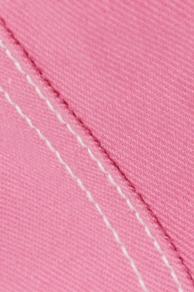 Shop Balmain Cropped Denim Top In Pink