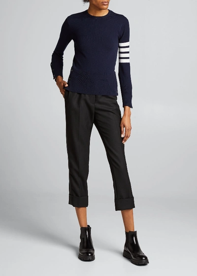 Shop Thom Browne Classic Cashmere Pullover With 4-bar Stripes In Navy