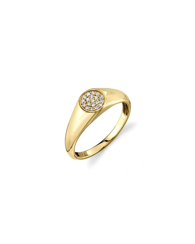 Shop Sydney Evan 14k Round Diamond Signet Pinky Ring In Gold