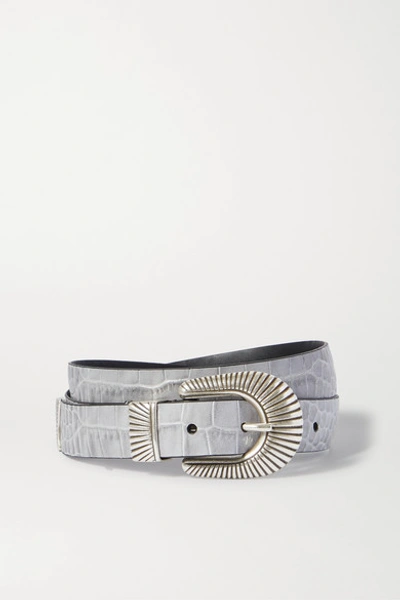 Shop Anderson's Croc-effect Leather Belt In Gray