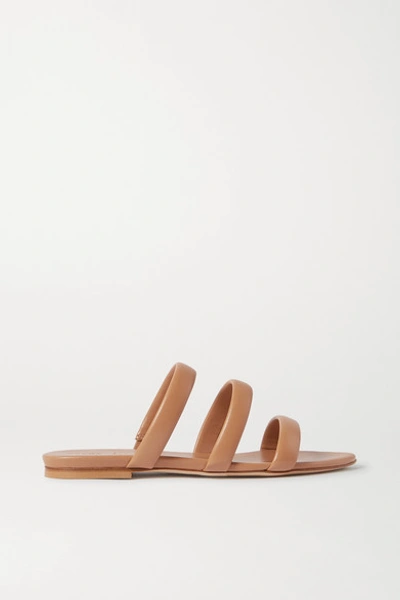 Shop Aeyde Chrissy Leather Slides In Neutral