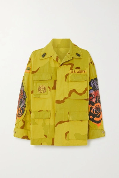 Shop R13 Overdyed Surplus Printed Cotton-blend Jacket In Yellow