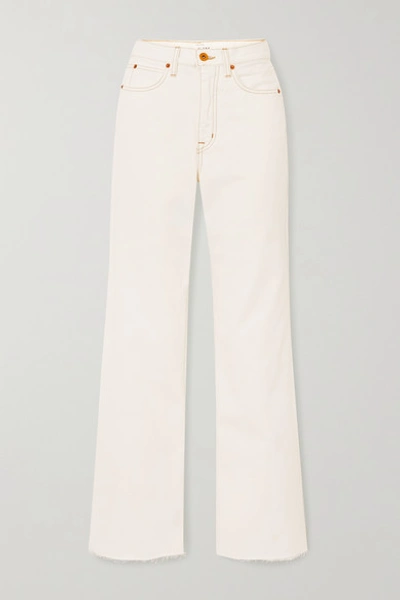 Shop Slvrlake Grace Frayed High-rise Flared Jeans In White