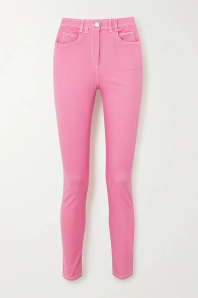 Shop Balmain High-rise Skinny Jeans In Pink