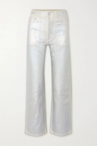 Helmut Lang Factory Metallic High-rise Flared Jeans In Silver | ModeSens