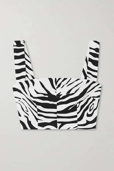 Shop Dolce & Gabbana Cropped Zebra-print Cotton-blend Top In White