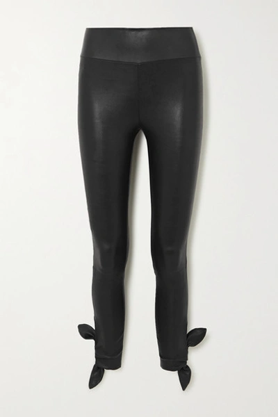 Shop Sprwmn Knotted Leather Leggings In Black