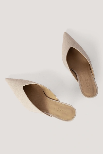 Shop Na-kd Pointy V-cut Mules Beige In Nude
